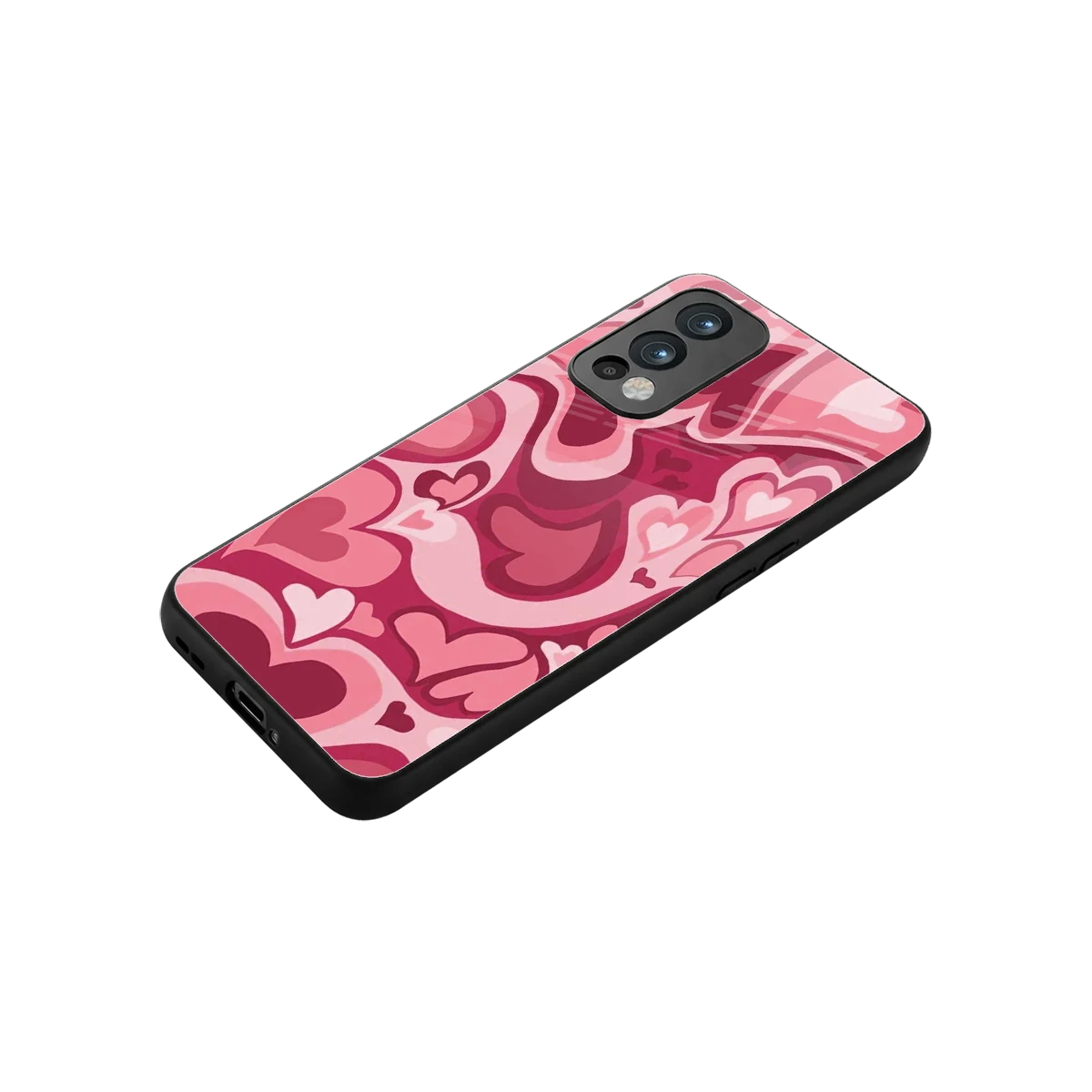 Y2K Pink Meltdown Hearts stylish phone case for oneplus nord 2 | glossy glass and slim fit