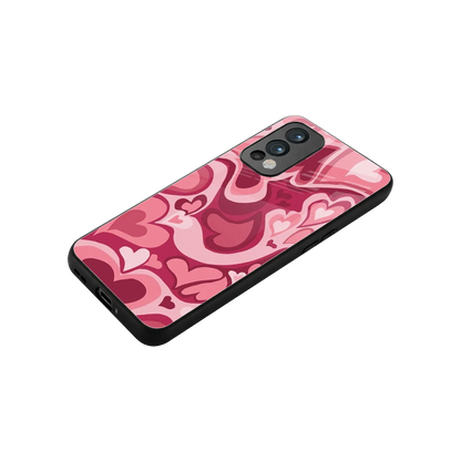 Y2K Pink Meltdown Hearts stylish phone case for oneplus nord 2 | glossy glass and slim fit