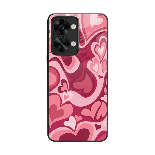 Y2K Pink Meltdown Hearts back phone cover | glass case for oneplus nord 2t