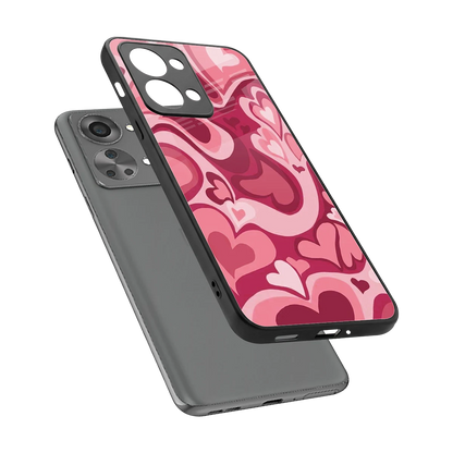 Y2K Pink Meltdown Hearts sleek oneplus nord 2t cover with tempered glass back and TPU edges