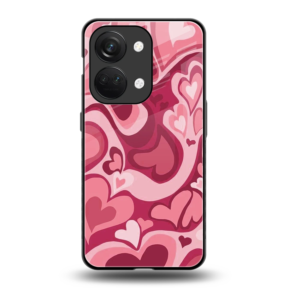 Y2K Pink Meltdown Hearts back phone cover | glass case for oneplus nord 3