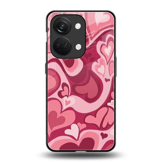 Y2K Pink Meltdown Hearts back phone cover | glass case for oneplus nord 3