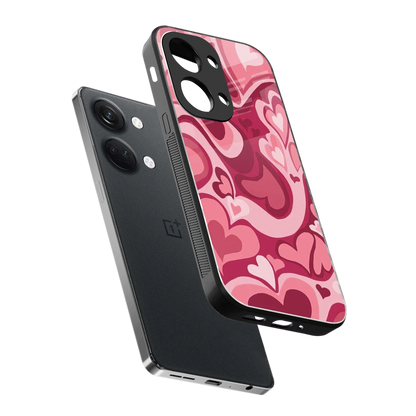 Y2K Pink Meltdown Hearts sleek oneplus nord 3 cover with tempered glass back and TPU edges