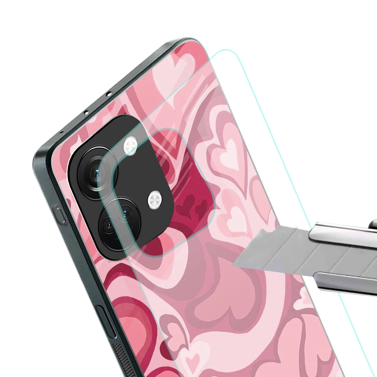 Y2K Pink Meltdown Hearts stylish phone case for oneplus nord 3 | glossy glass and slim fit