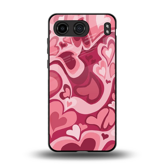 Y2K Pink Meltdown Hearts back phone cover | glass case for oneplus nord 4
