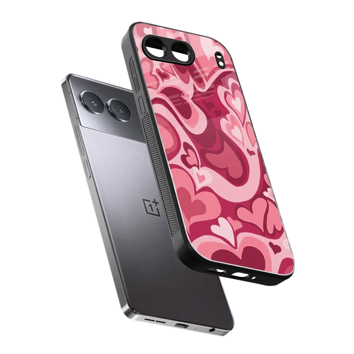 Y2K Pink Meltdown Hearts sleek oneplus nord 4 cover with tempered glass back and TPU edges
