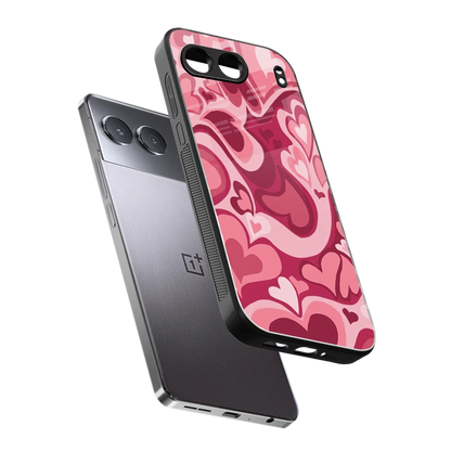 Y2K Pink Meltdown Hearts sleek oneplus nord 4 cover with tempered glass back and TPU edges