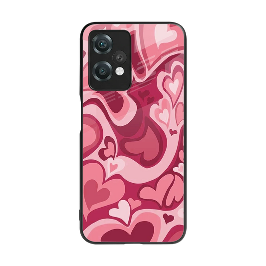 Y2K Pink Meltdown Hearts back phone cover | glass case for oneplus nord ce 2 lite
