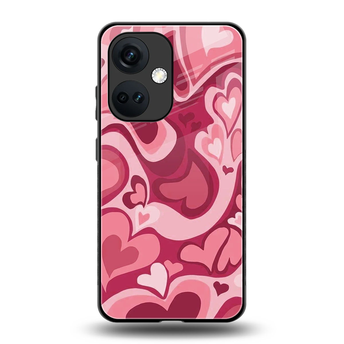 Y2K Pink Meltdown Hearts back phone cover | glass case for oneplus nord ce 3