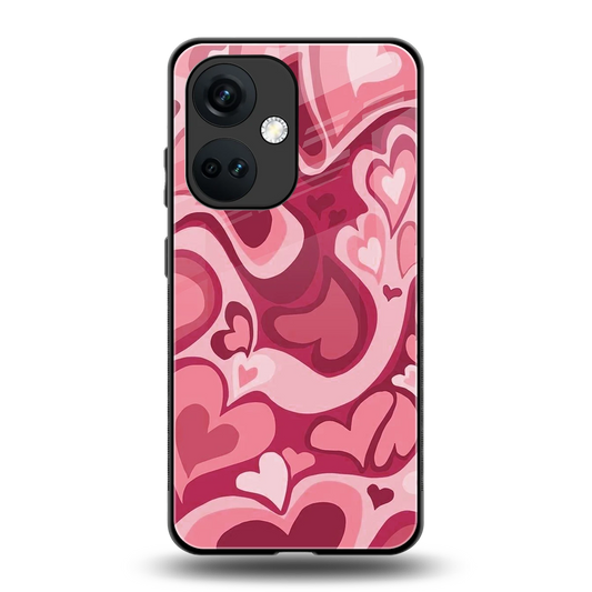 Y2K Pink Meltdown Hearts back phone cover | glass case for oneplus nord ce 3