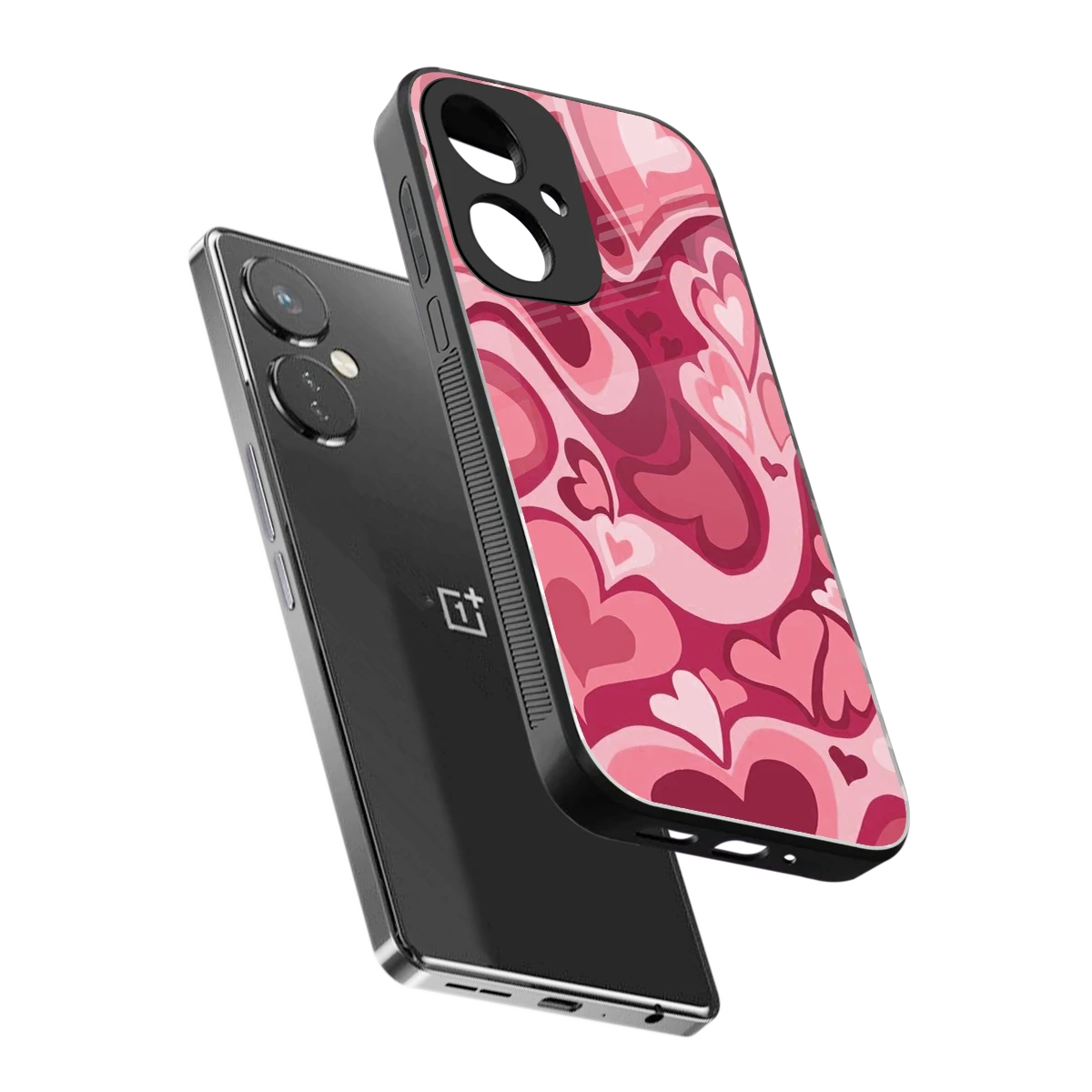Y2K Pink Meltdown Hearts sleek oneplus nord ce 3 cover with tempered glass back and TPU edges