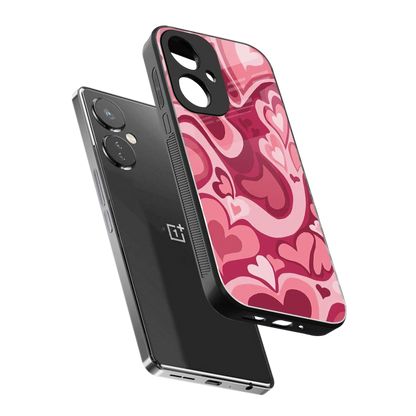 Y2K Pink Meltdown Hearts sleek oneplus nord ce 3 cover with tempered glass back and TPU edges