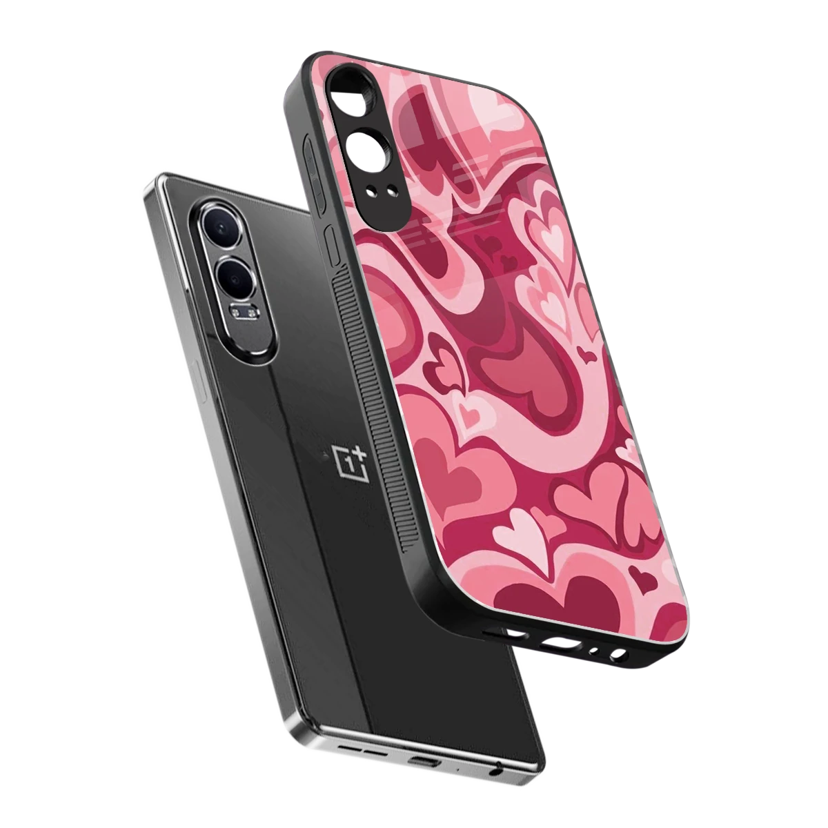 Y2K Pink Meltdown Hearts sleek oneplus nord ce 4 lite cover with tempered glass back and TPU edges