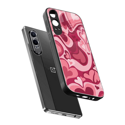 Y2K Pink Meltdown Hearts sleek oneplus nord ce 4 lite cover with tempered glass back and TPU edges