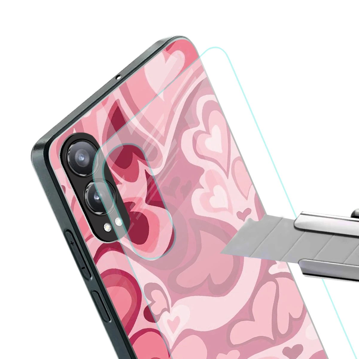 Y2K Pink Meltdown Hearts stylish phone case for oneplus nord ce 4 lite | glossy glass and slim fit