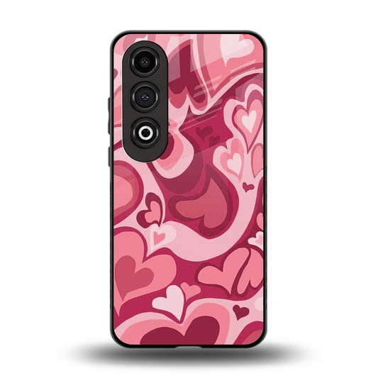 Y2K Pink Meltdown Hearts back phone cover | glass case for oneplus nord ce 4
