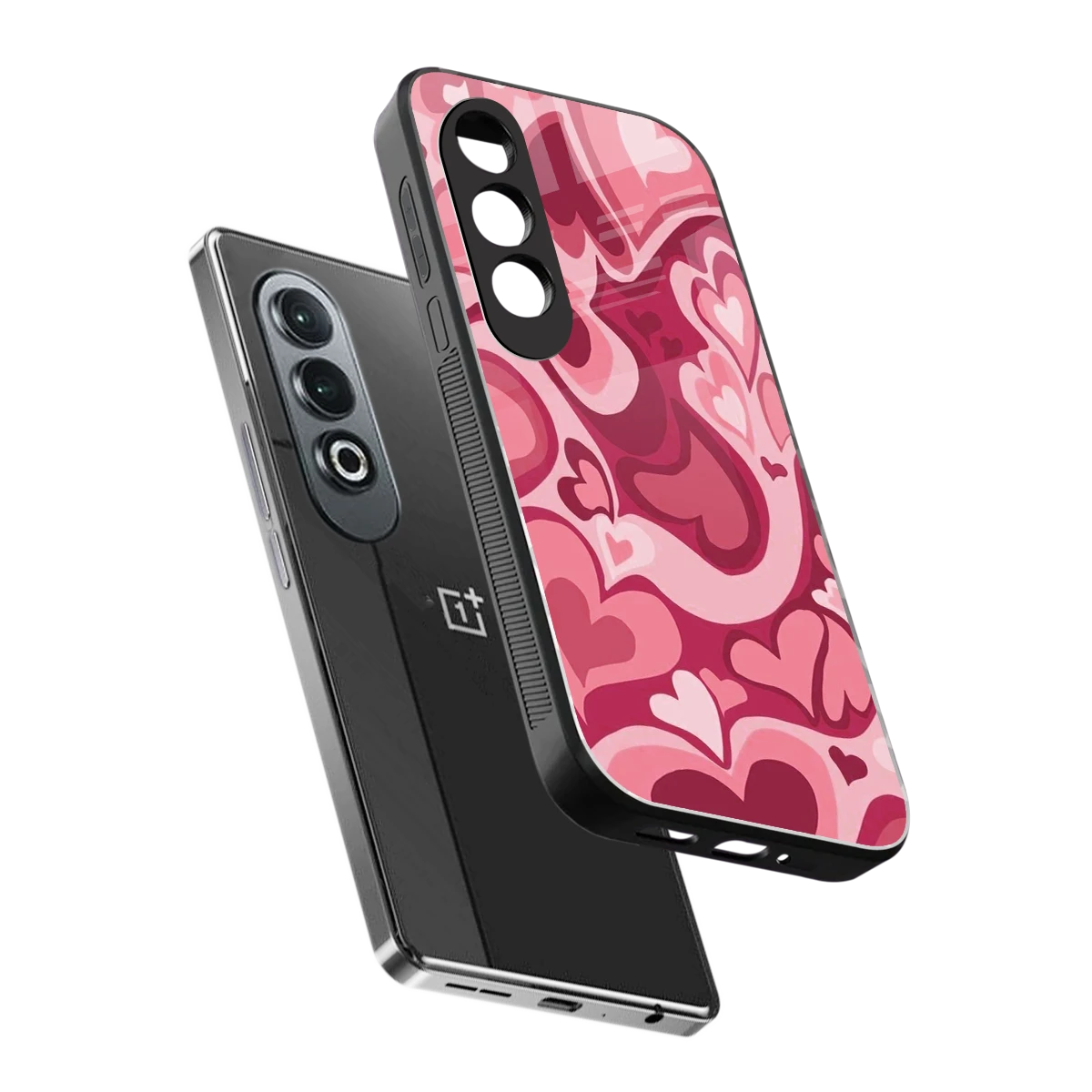 Y2K Pink Meltdown Hearts sleek oneplus nord ce 4 cover with tempered glass back and TPU edges