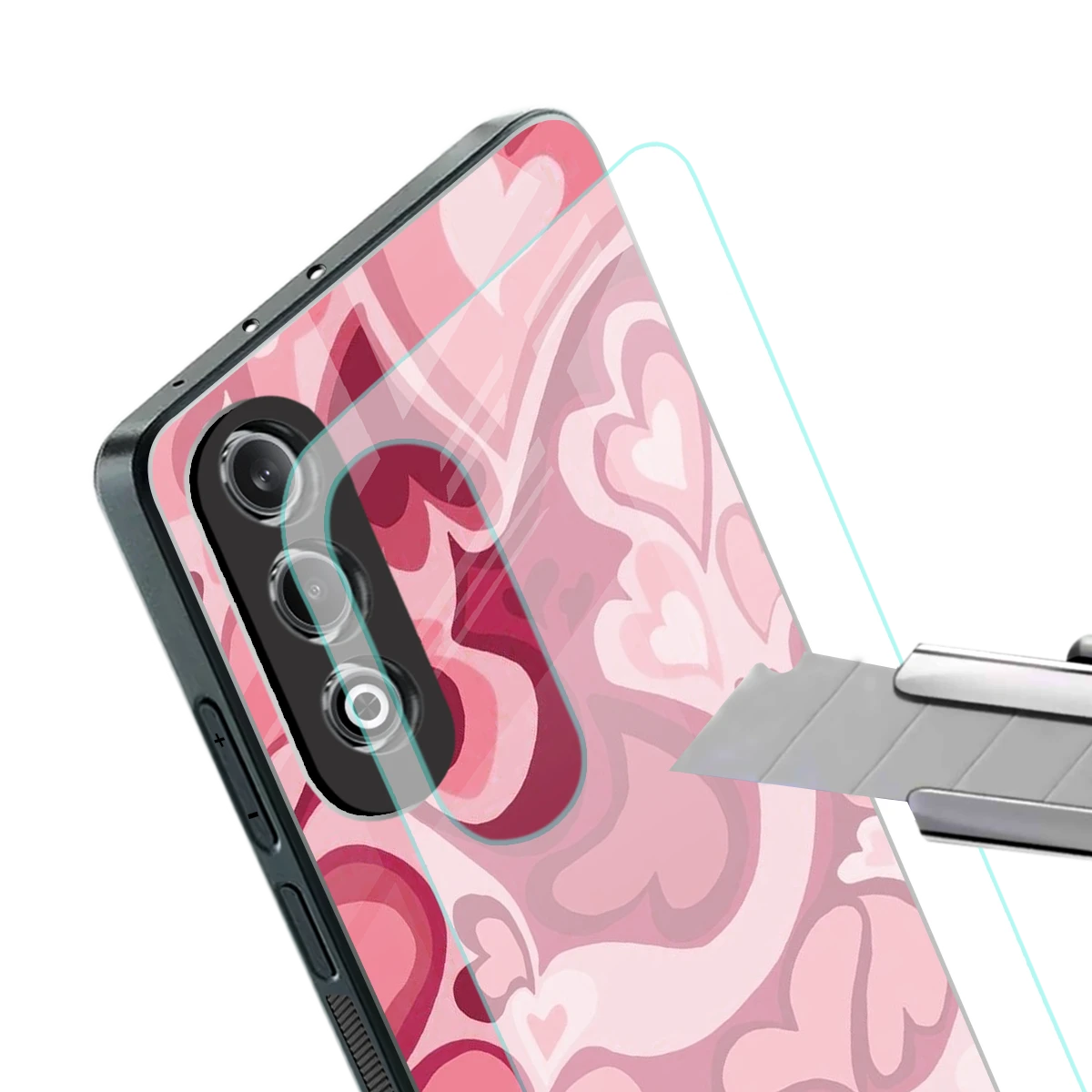 Y2K Pink Meltdown Hearts stylish phone case for oneplus nord ce 4 | glossy glass and slim fit
