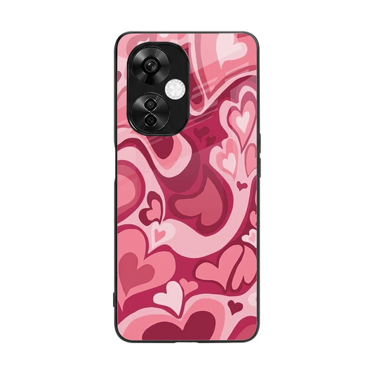 Y2K Pink Meltdown Hearts back phone cover | glass case for oneplus nord ce 3 lite