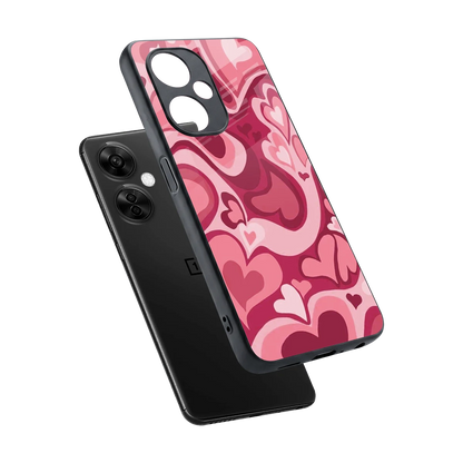 Y2K Pink Meltdown Hearts sleek oneplus nord ce 3 lite cover with tempered glass back and TPU edges