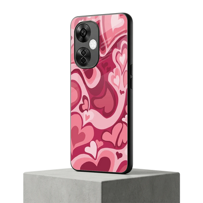 Y2K Pink Meltdown Hearts oneplus nord ce 3 lite mobile cover | shockproof glass phone case