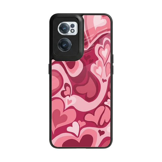 Y2K Pink Meltdown Hearts back phone cover | glass case for oneplus nord ce 2