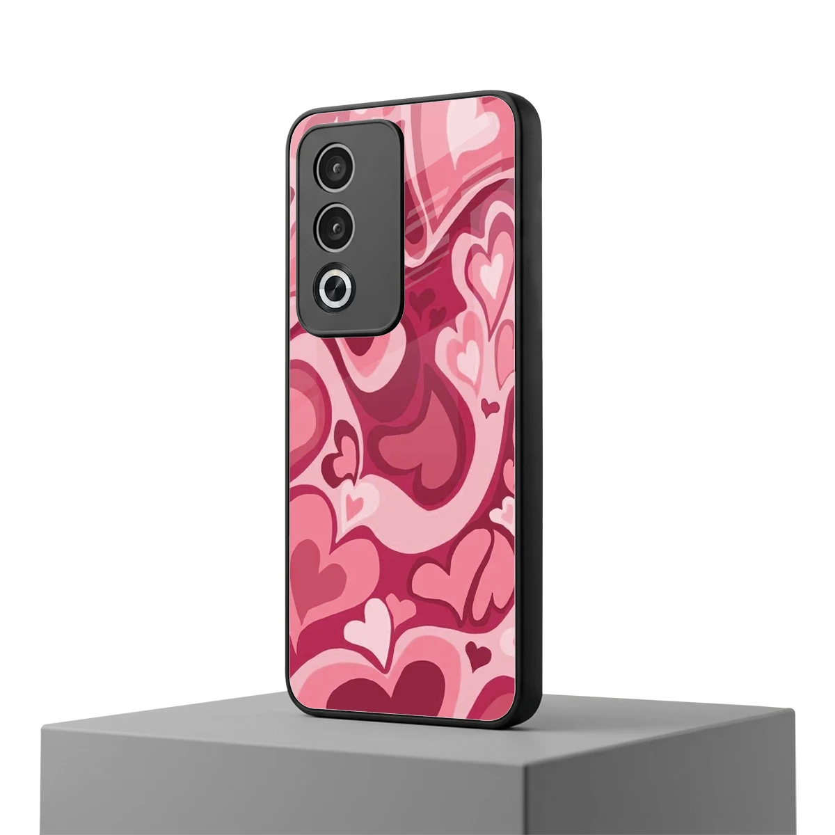 Y2K Pink Meltdown Hearts oppo a3 pro mobile cover | shockproof glass phone case