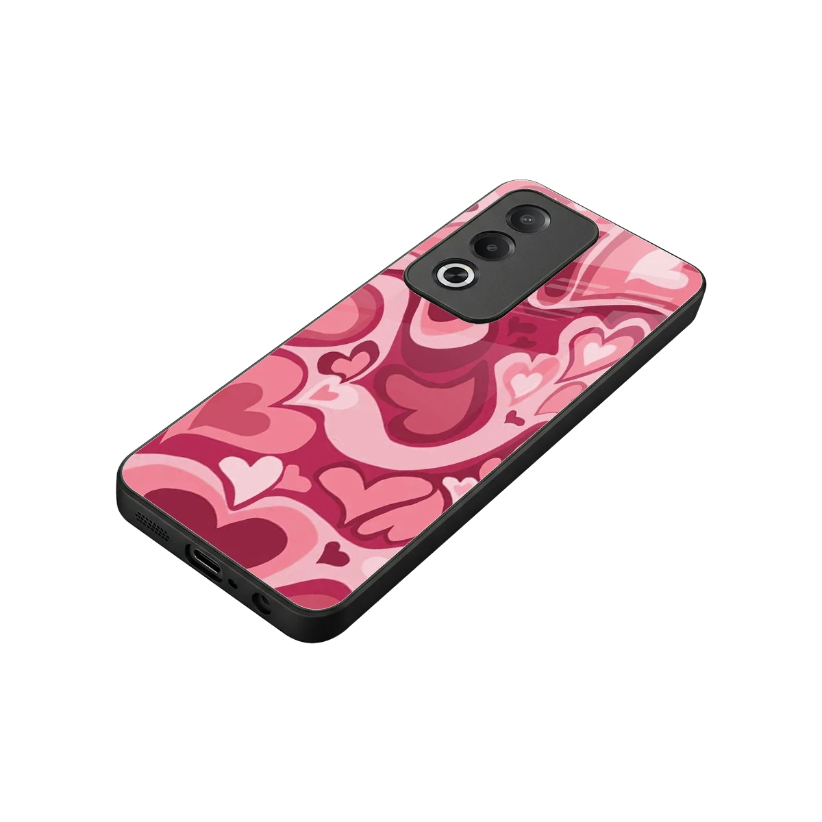 Y2K Pink Meltdown Hearts stylish phone case for oppo a3 pro | glossy glass and slim fit