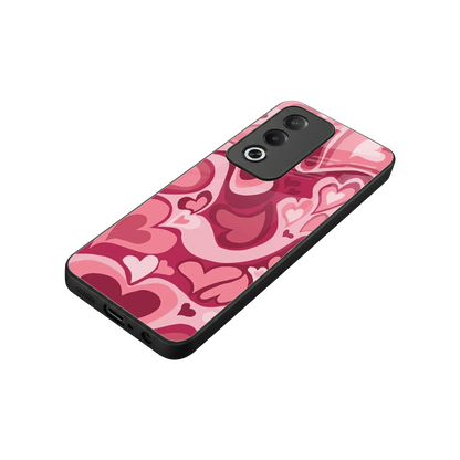 Y2K Pink Meltdown Hearts stylish phone case for oppo a3 pro | glossy glass and slim fit