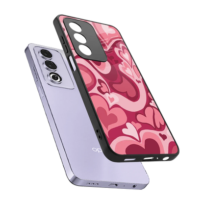 Y2K Pink Meltdown Hearts sleek oppo a3 pro cover with tempered glass back and TPU edges