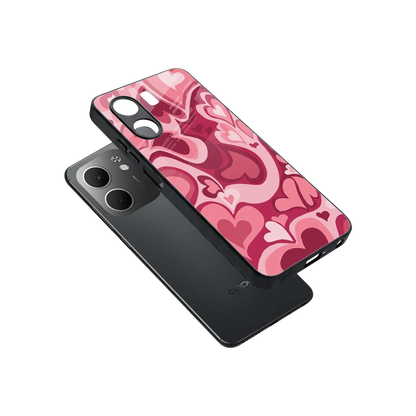Y2K Pink Meltdown Hearts sleek oppo a5x 5g cover with tempered glass back and TPU edges