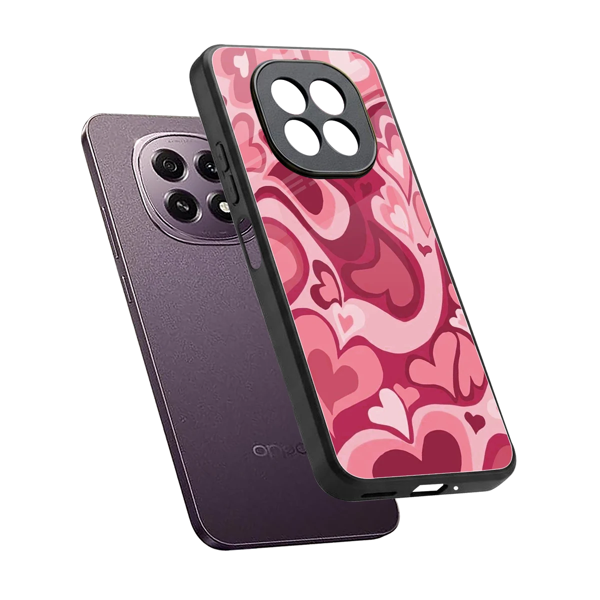 Y2K Pink Meltdown Hearts sleek oppo f29 5g cover with tempered glass back and TPU edges