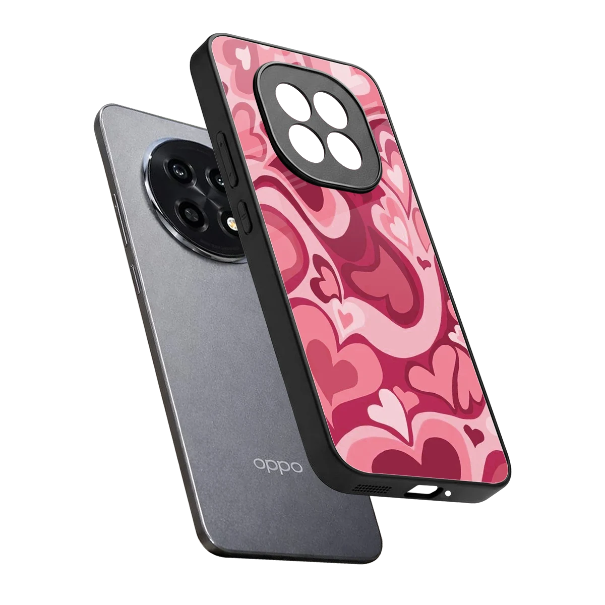 Y2K Pink Meltdown Hearts sleek oppo f29 pro 5g cover with tempered glass back and TPU edges