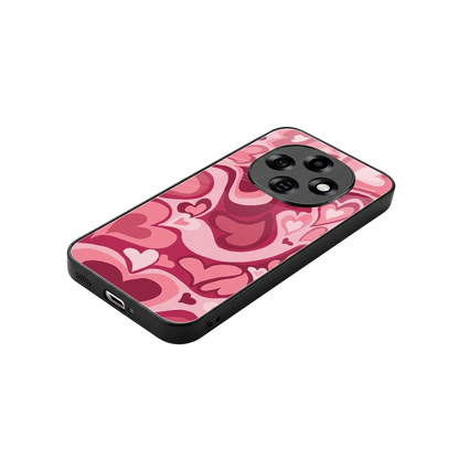 Y2K Pink Meltdown Hearts stylish phone case for oppo f31 pro 5g | glossy glass and slim fit