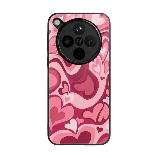 Y2K Pink Meltdown Hearts back phone cover | glass case for oppo find x8