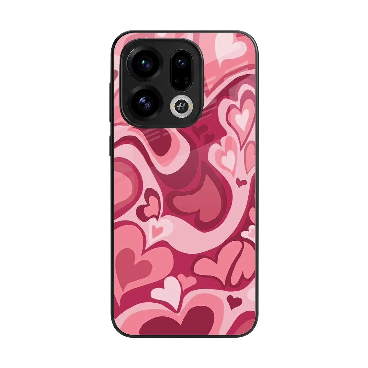 Y2K Pink Meltdown Hearts back phone cover | glass case for oppo find x9