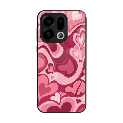 Y2K Pink Meltdown Hearts back phone cover | glass case for oppo find x9