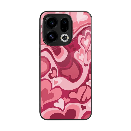 Y2K Pink Meltdown Hearts back phone cover | glass case for oppo find x9