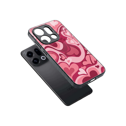 Y2K Pink Meltdown Hearts sleek oppo find x9 cover with tempered glass back and TPU edges