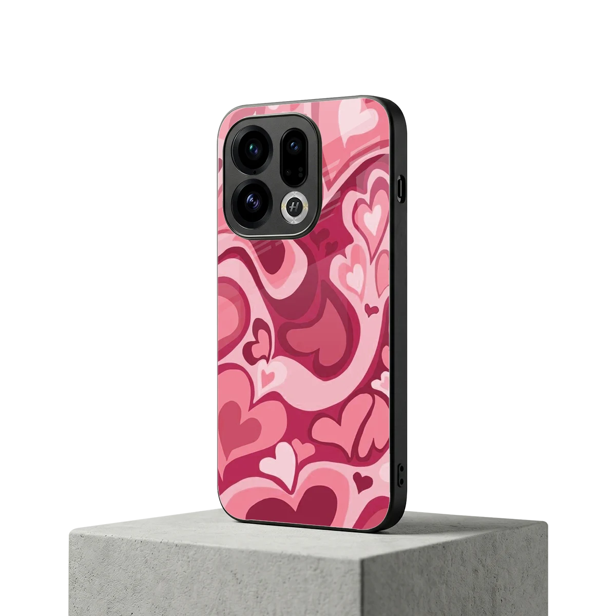 Y2K Pink Meltdown Hearts oppo find x9 mobile cover | shockproof glass phone case