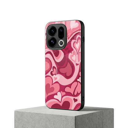 Y2K Pink Meltdown Hearts oppo find x9 mobile cover | shockproof glass phone case