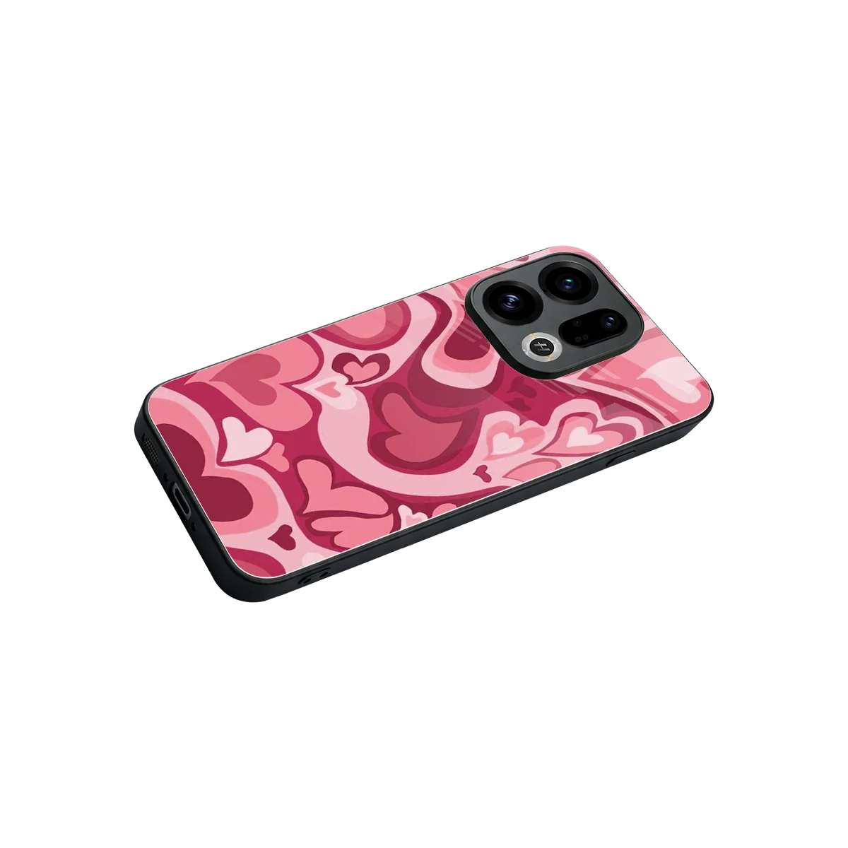 Y2K Pink Meltdown Hearts stylish phone case for oppo find x9 | glossy glass and slim fit