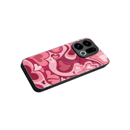 Y2K Pink Meltdown Hearts stylish phone case for oppo find x9 | glossy glass and slim fit