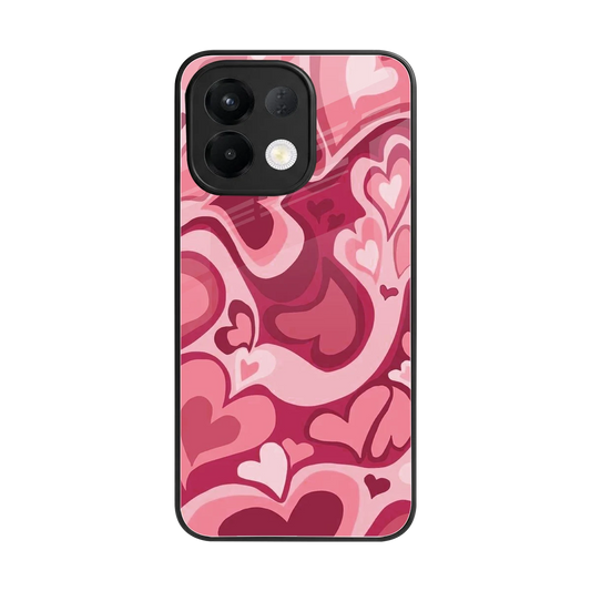 Y2K Pink Meltdown Hearts back phone cover | glass case for oppo k13 5g