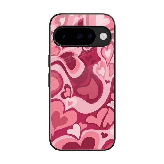 Y2K Pink Meltdown Hearts back phone cover | glass case for google pixel 10