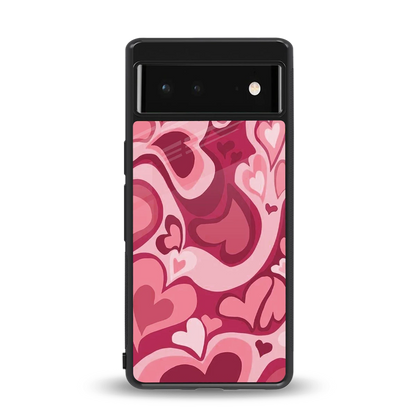 Y2K Pink Meltdown Hearts back phone cover | glass case for google pixel 6