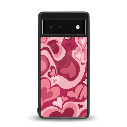 Y2K Pink Meltdown Hearts back phone cover | glass case for google pixel 6