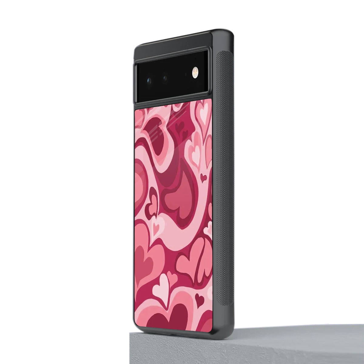 Y2K Pink Meltdown Hearts stylish phone case for google pixel 6 | glossy glass and slim fit