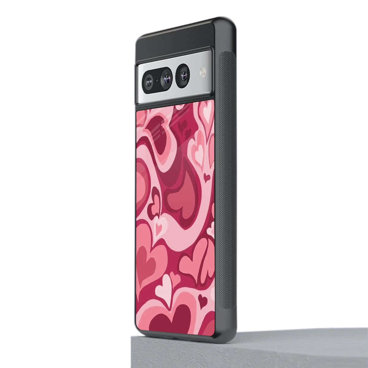 Y2K Pink Meltdown Hearts stylish phone case for google pixel 7 pro | glossy glass and slim fit