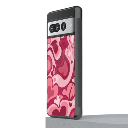 Y2K Pink Meltdown Hearts stylish phone case for google pixel 7 pro | glossy glass and slim fit